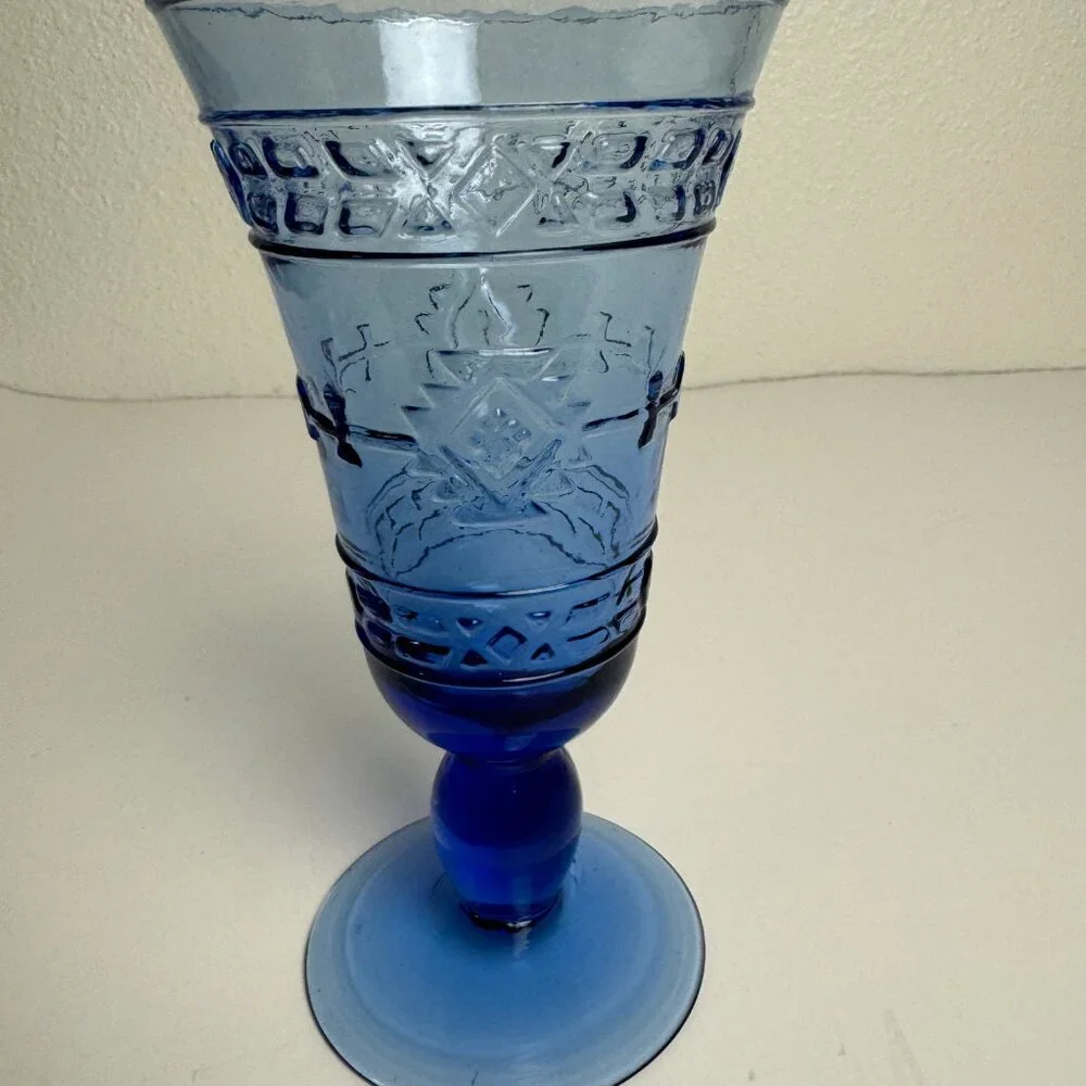 Vintage Blue Wine Glass Goblet
